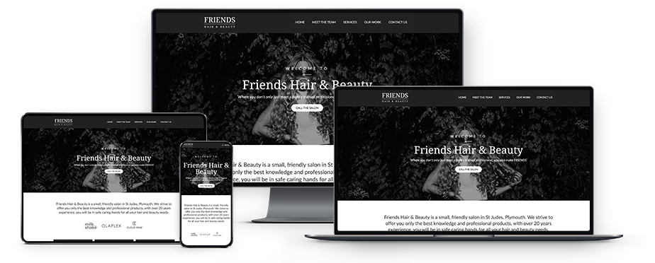 Friends Hair & Beauty website project mockup on multiple devices