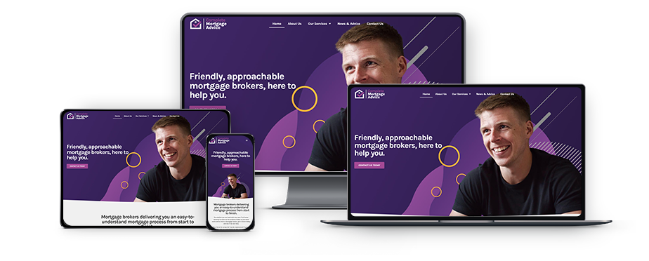 Complete Mortgage Advice website project mockup on multiple devices