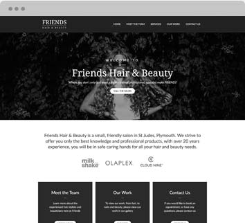 Friends Hair & Beauty website mockup