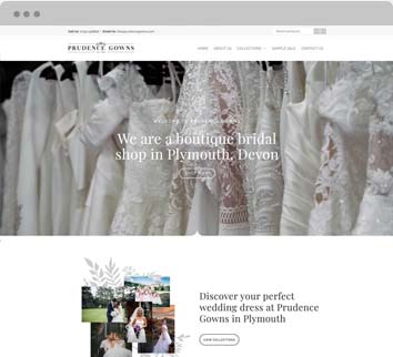 Prudence Gowns website mockup
